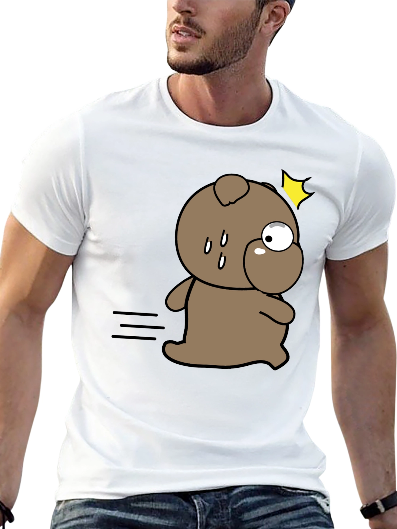 Funny Cartoon Dog Black T-Shirt