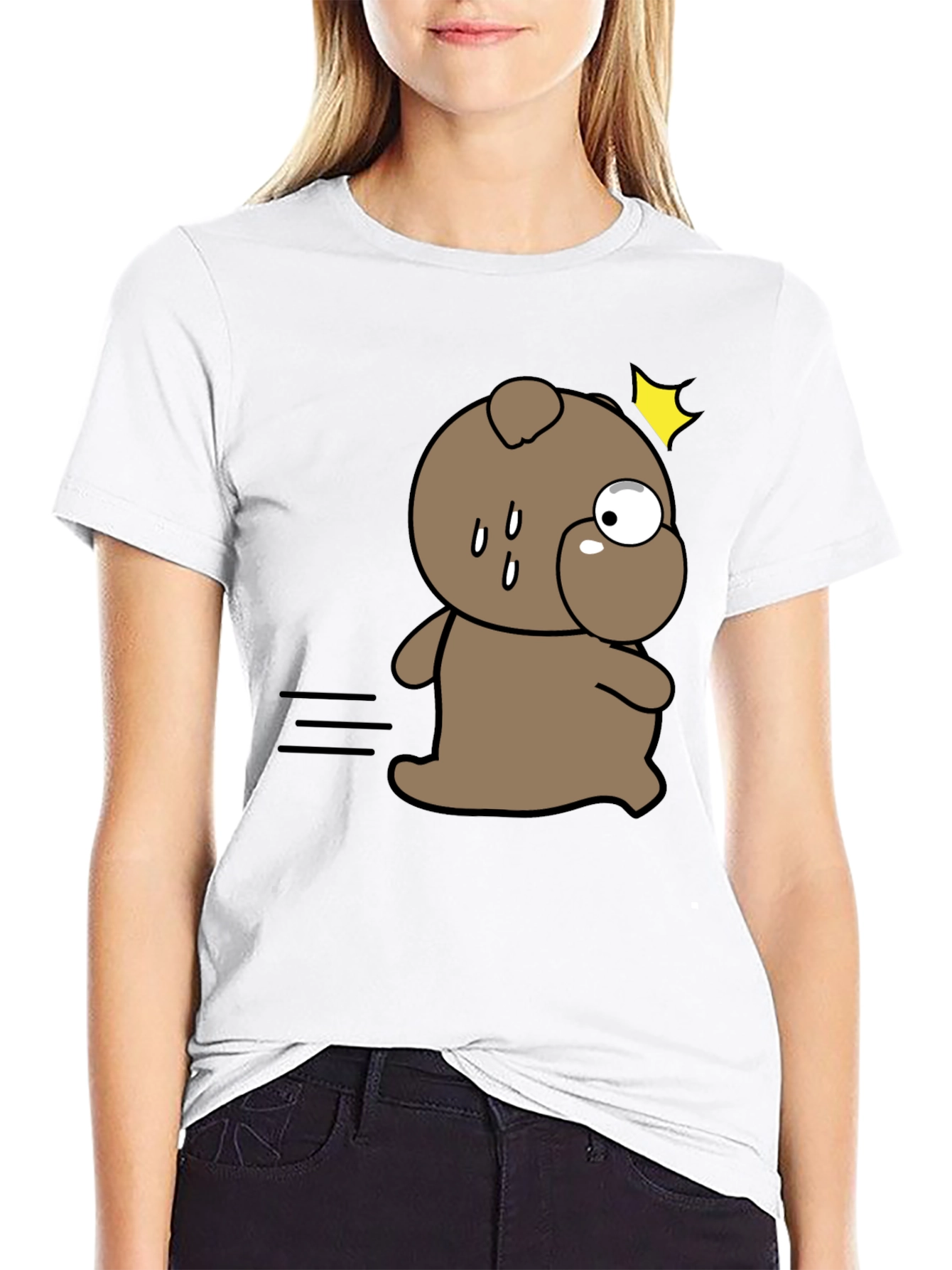 Funny Cartoon Dog Black T-Shirt