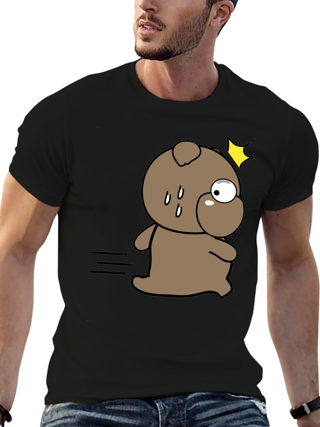 Funny Cartoon Dog Black T-Shirt