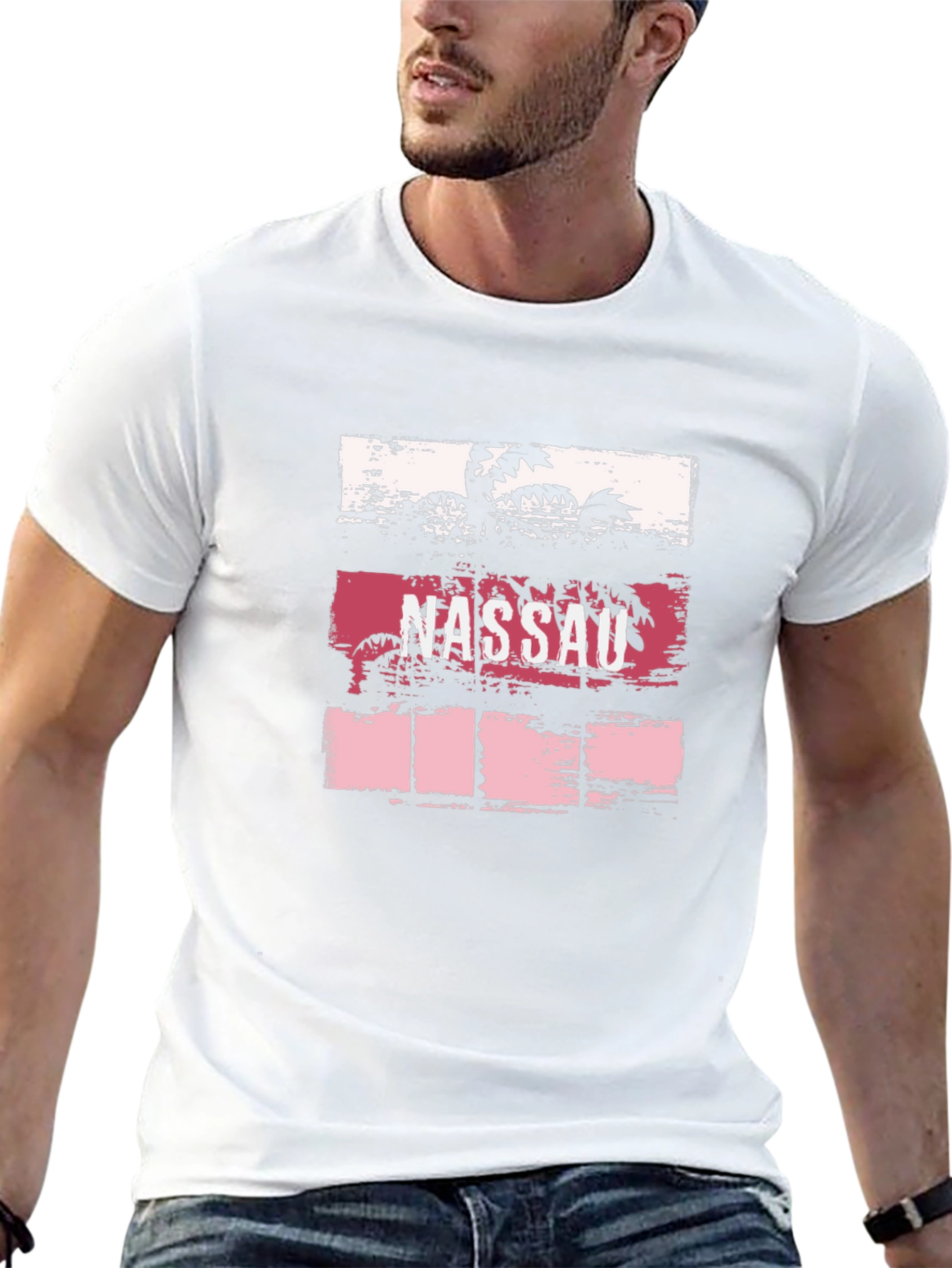 Nassau Palm Tree Graphic Tee - Black Cotton T-Shirt