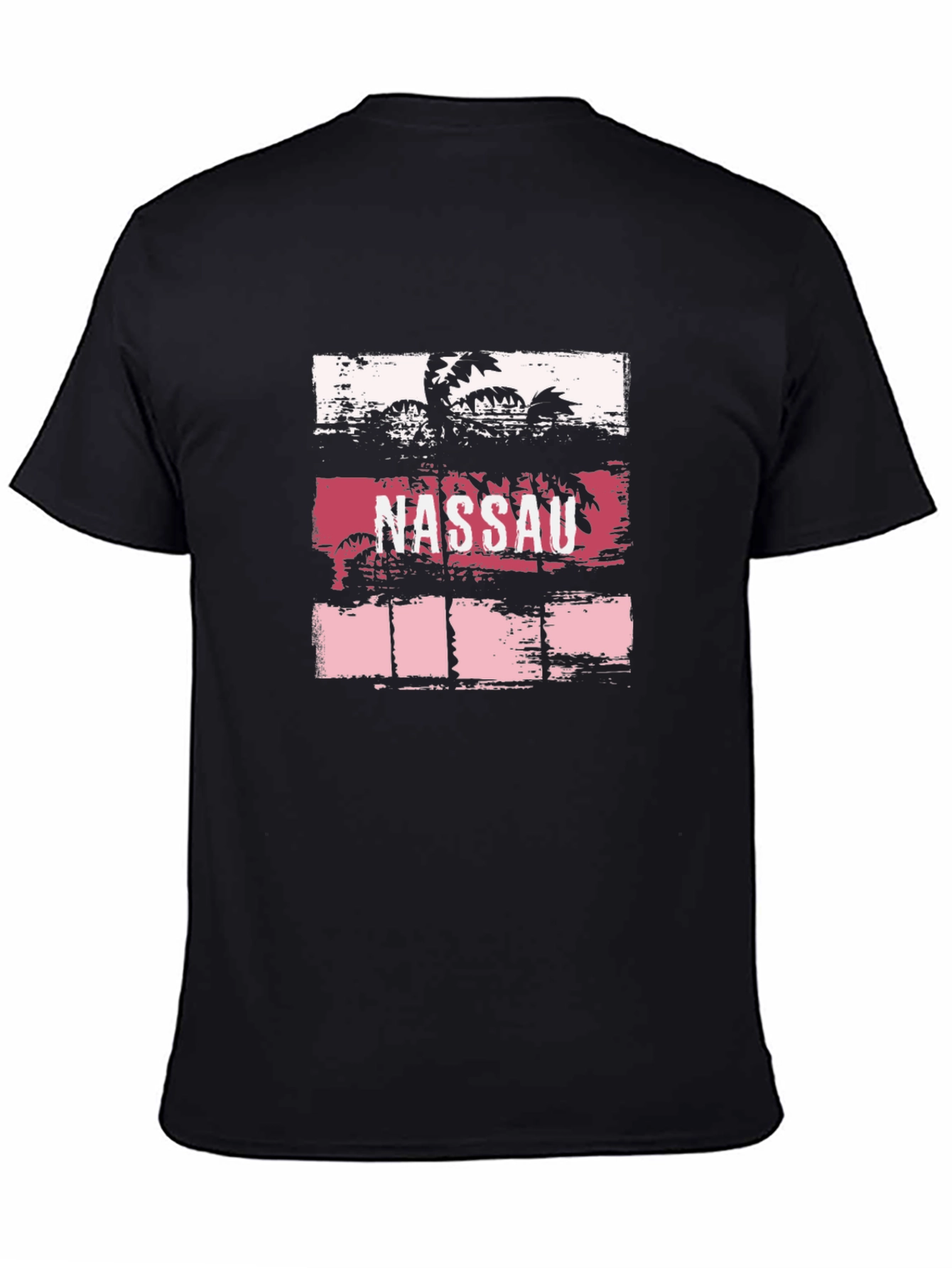 Nassau Palm Tree Graphic Tee - Black Cotton T-Shirt