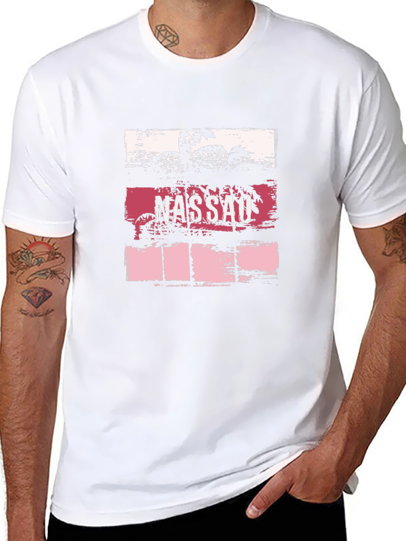 Nassau Palm Tree Graphic Tee - Black Cotton T-Shirt