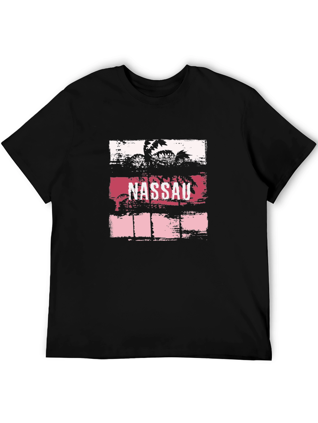 Nassau Palm Tree Graphic Tee - Black Cotton T-Shirt