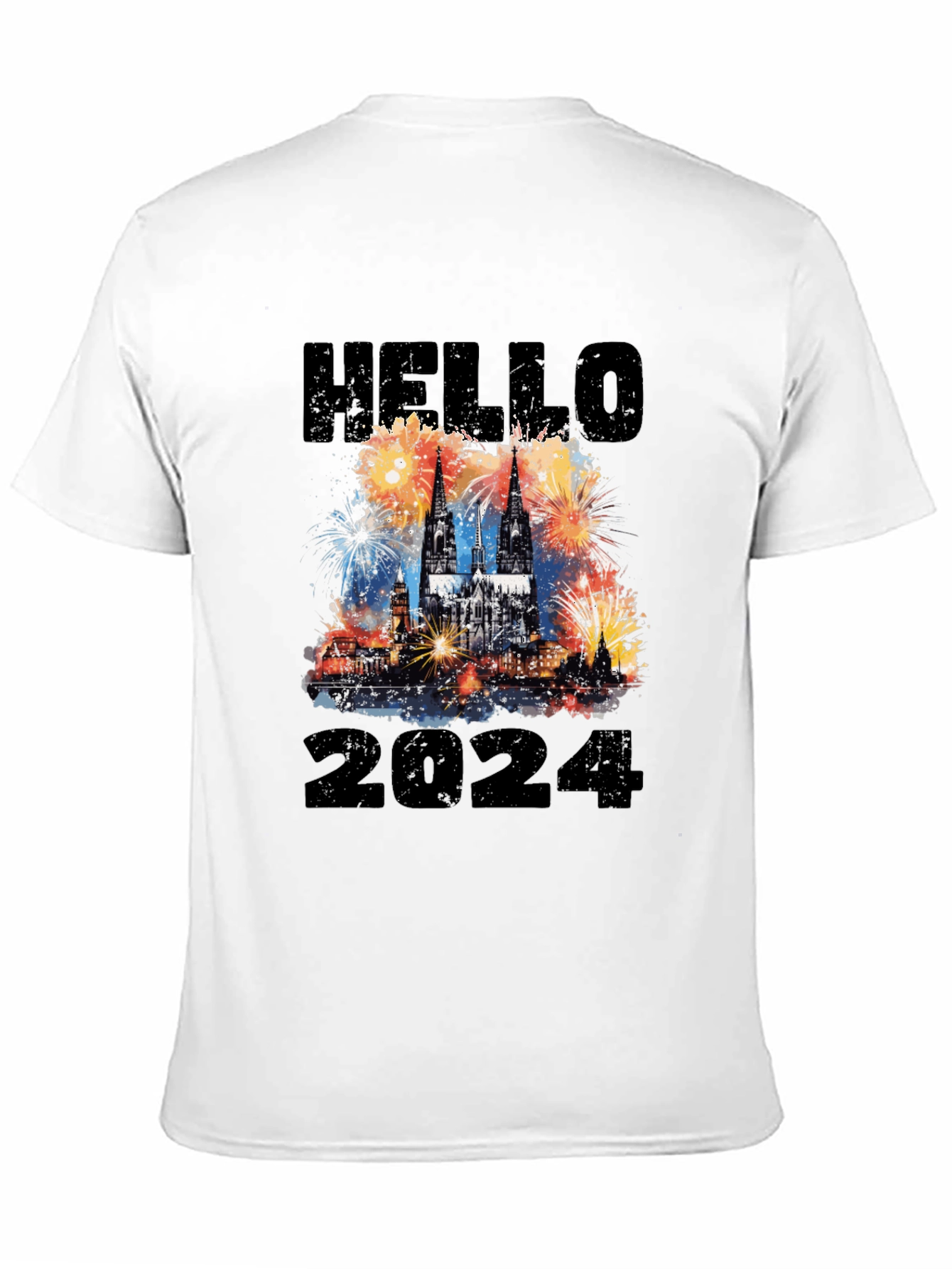 Hello 2024 Cologne Cathedral Fireworks T-Shirt
