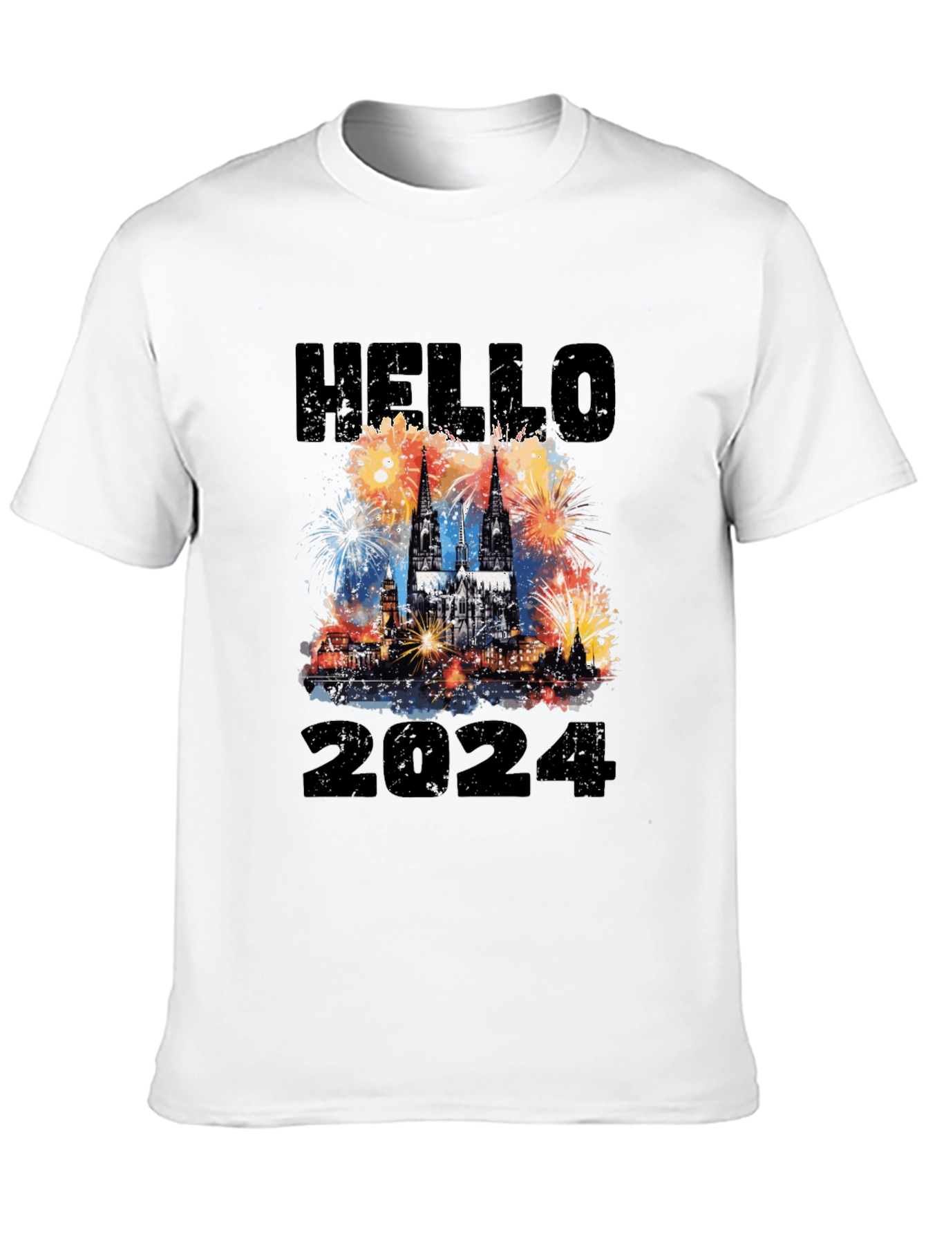Hello 2024 Cologne Cathedral Fireworks T-Shirt