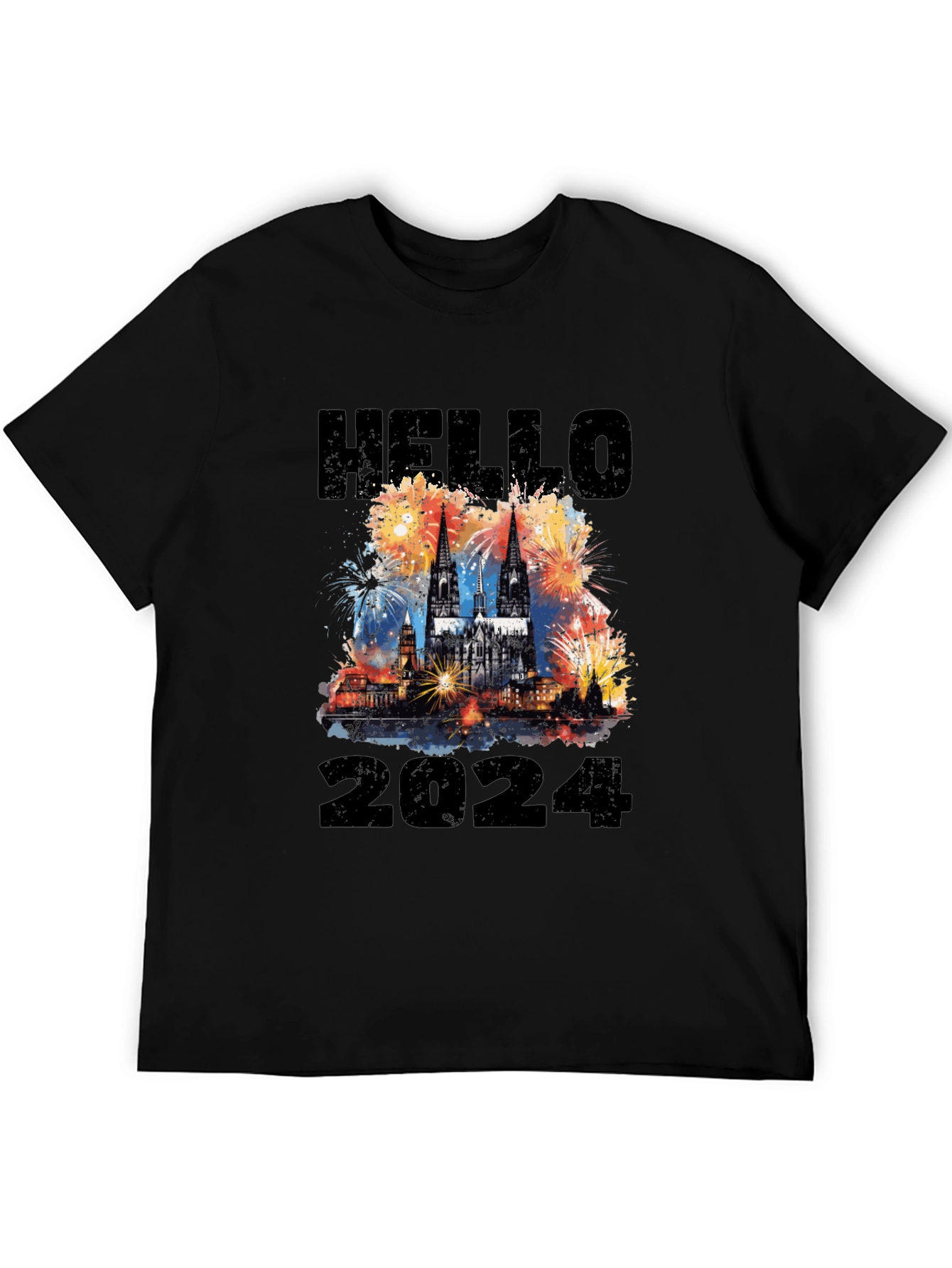 Hello 2024 Cologne Cathedral Fireworks T-Shirt