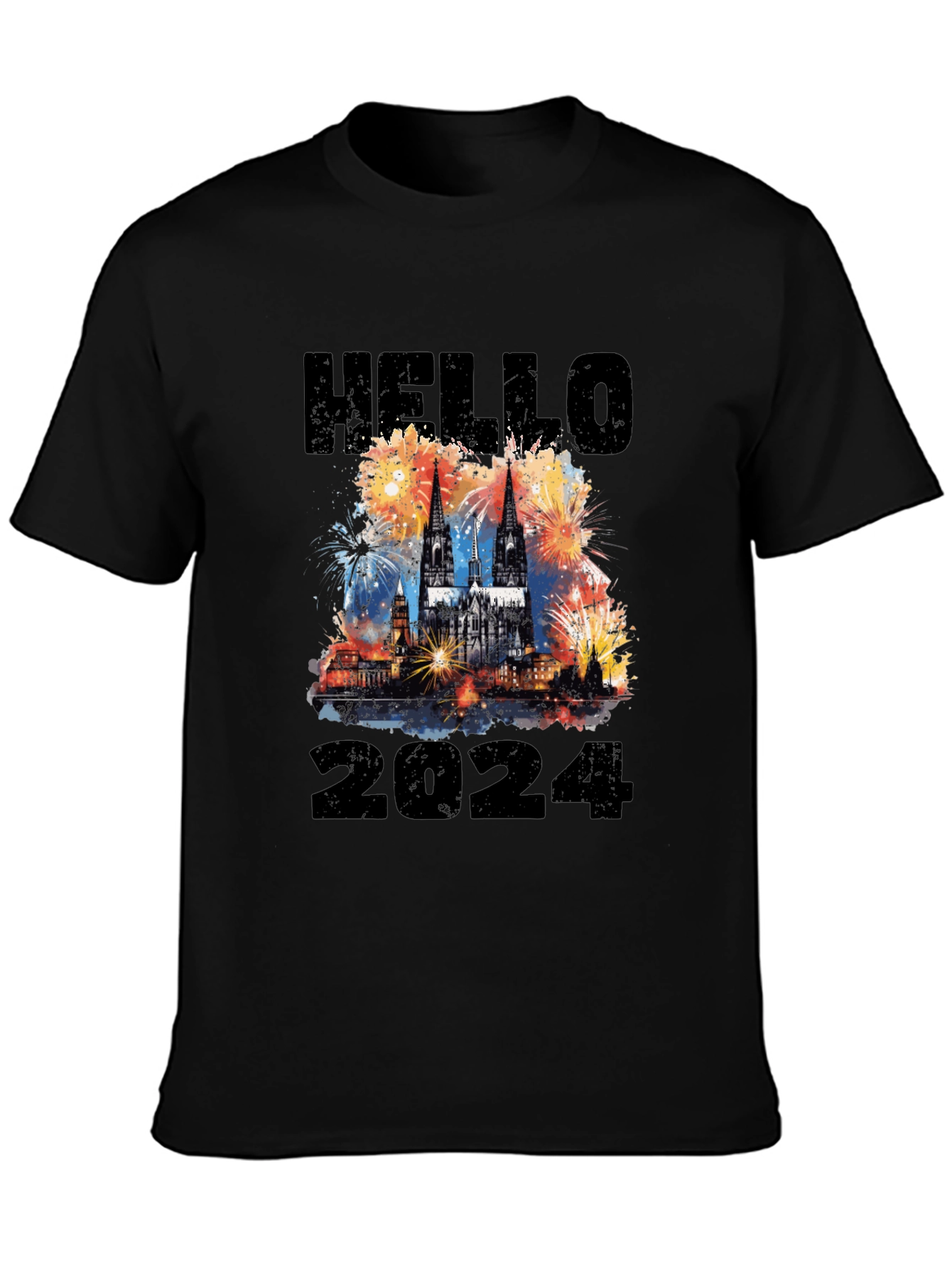 Hello 2024 Cologne Cathedral Fireworks T-Shirt
