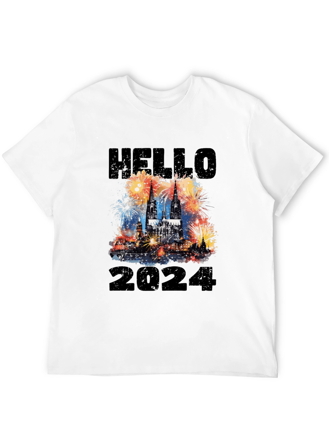 Hello 2024 Cologne Cathedral Fireworks T-Shirt