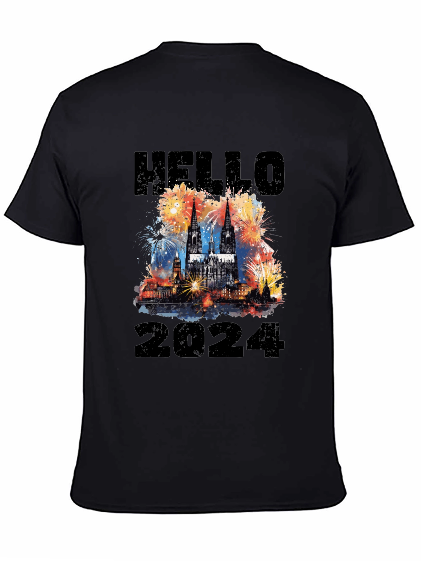 Hello 2024 Cologne Cathedral Fireworks T-Shirt