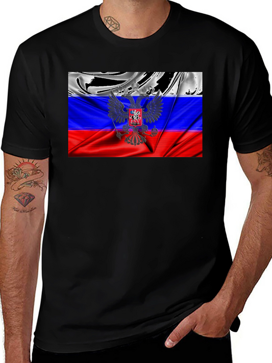 Russian Flag T-Shirt - Patriotic Eagle Design