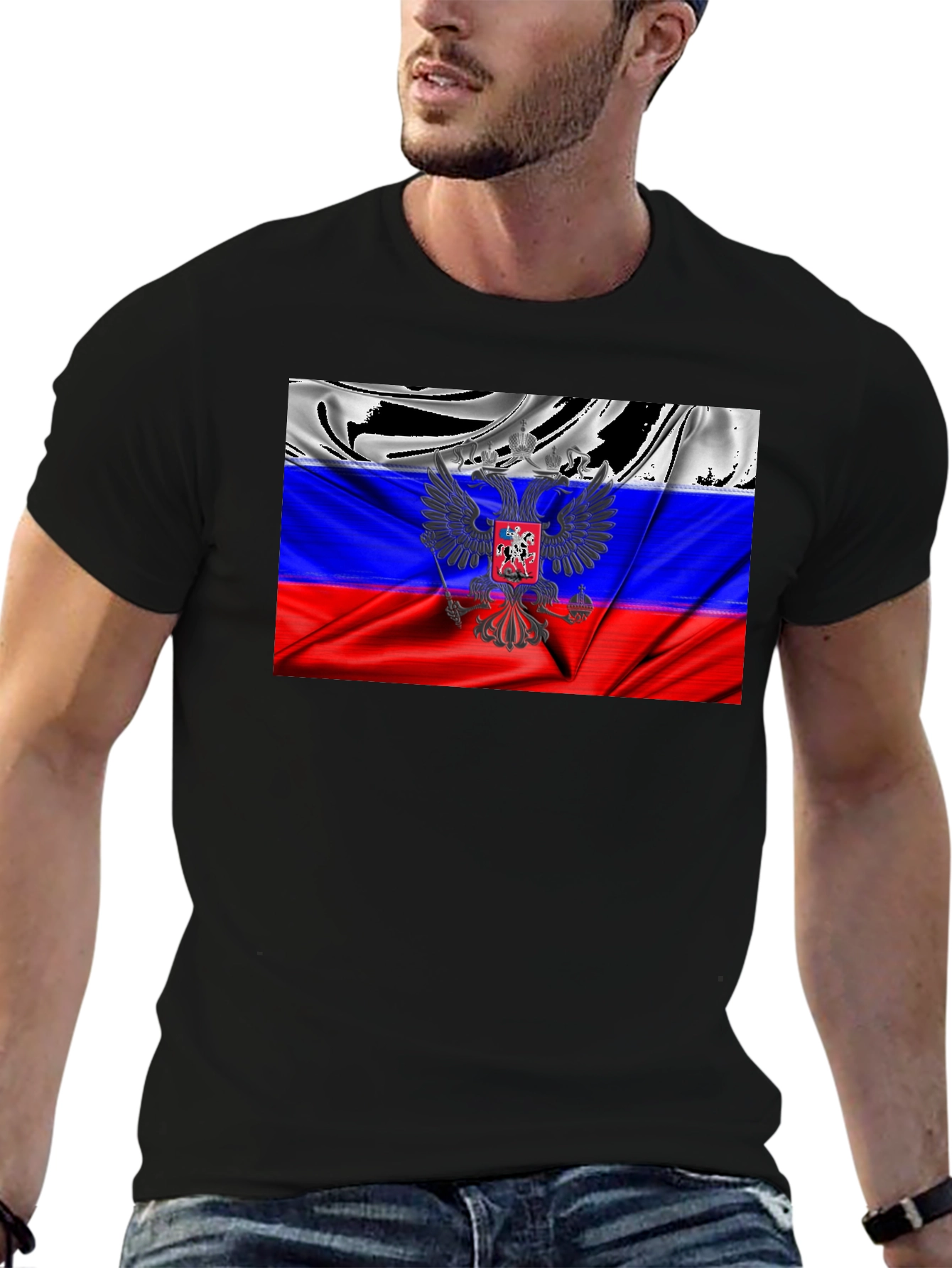 Russian Flag T-Shirt - Patriotic Eagle Design