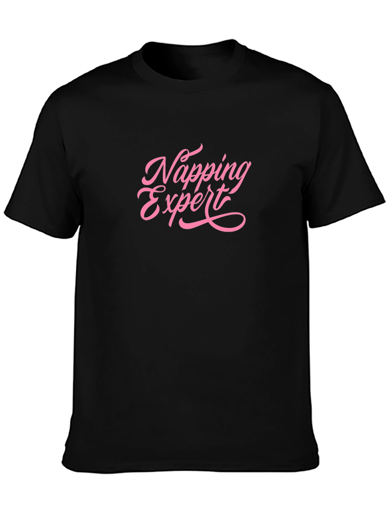 Napping Expert Black Cotton Tee - Relaxed Comfort