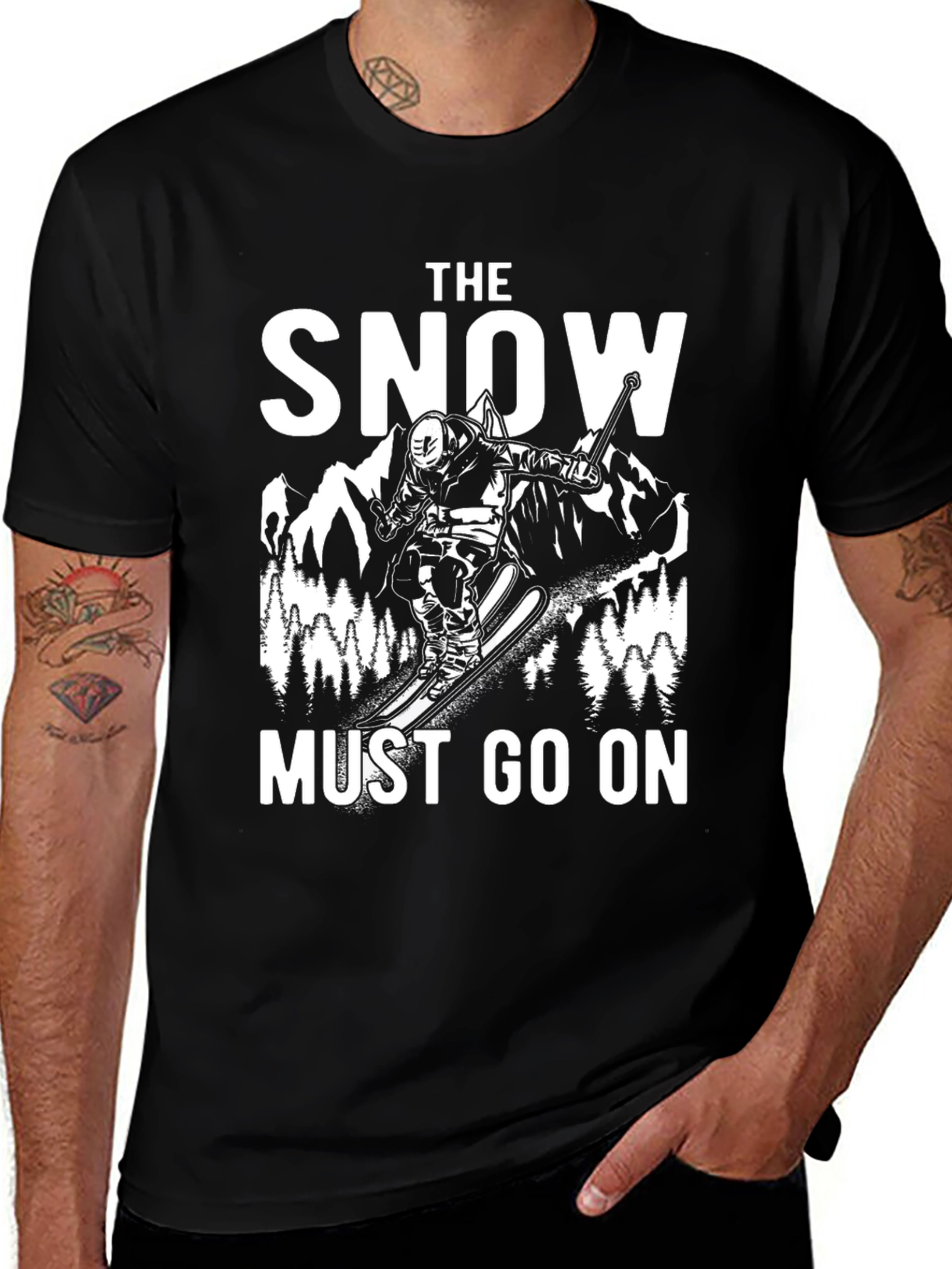 Snow Must Go On Black Graphic T-Shirt