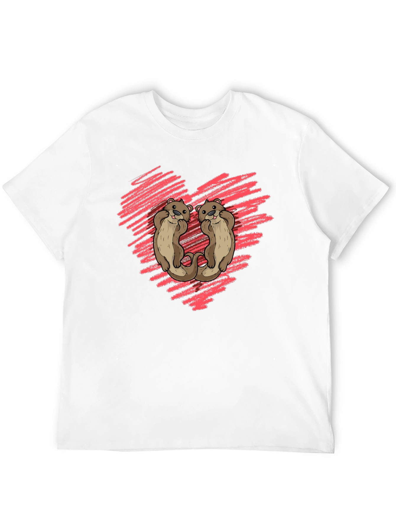 Otter Love Heart Graphic Tee - Soft Cotton Shirt