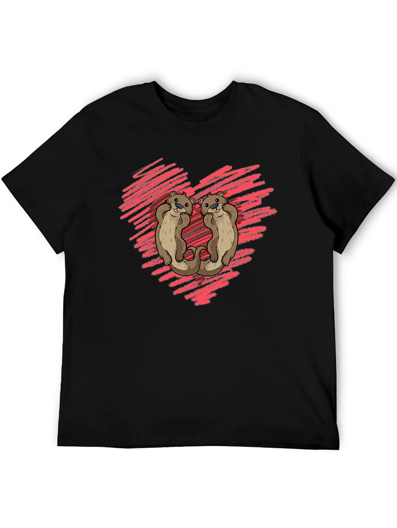 Otter Love Heart Graphic Tee - Soft Cotton Shirt