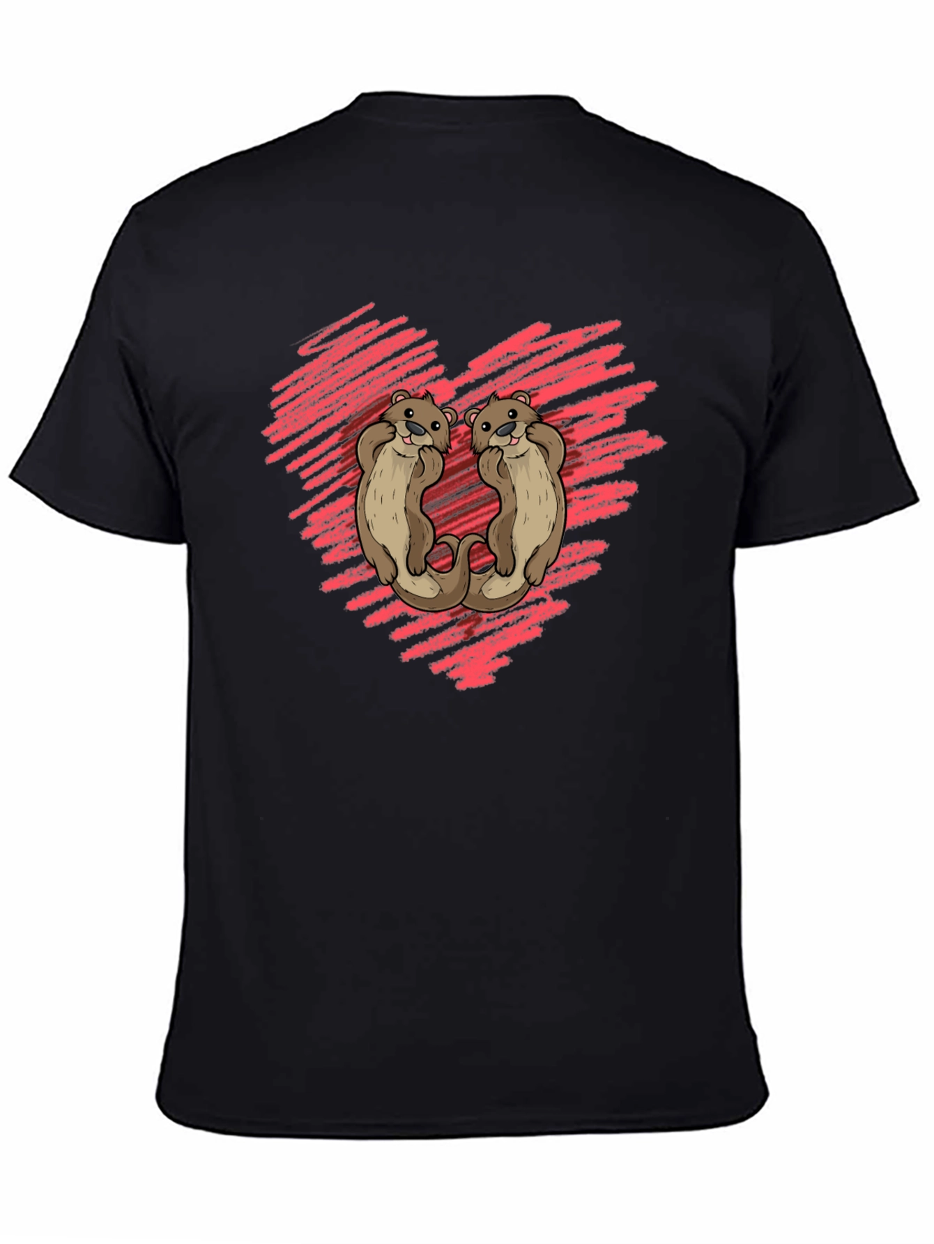 Otter Love Heart Graphic Tee - Soft Cotton Shirt