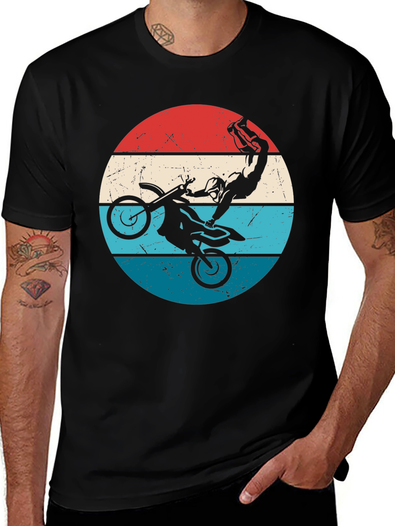 Motocross Stunt Graphic Tee - Retro Style