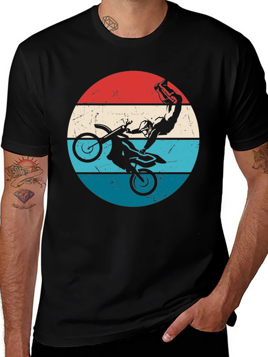 Motocross Stunt Graphic Tee - Retro Style