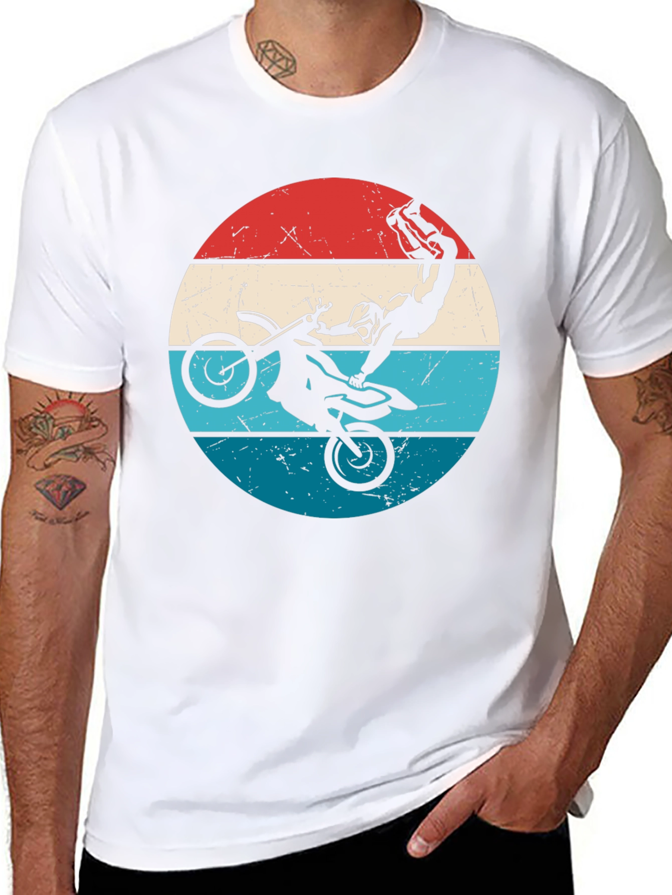 Motocross Stunt Graphic Tee - Retro Style