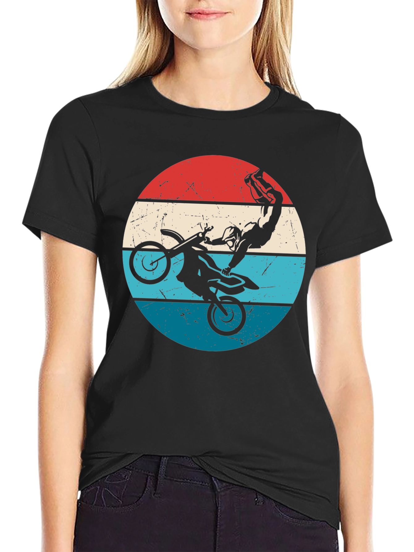 Motocross Stunt Graphic Tee - Retro Style