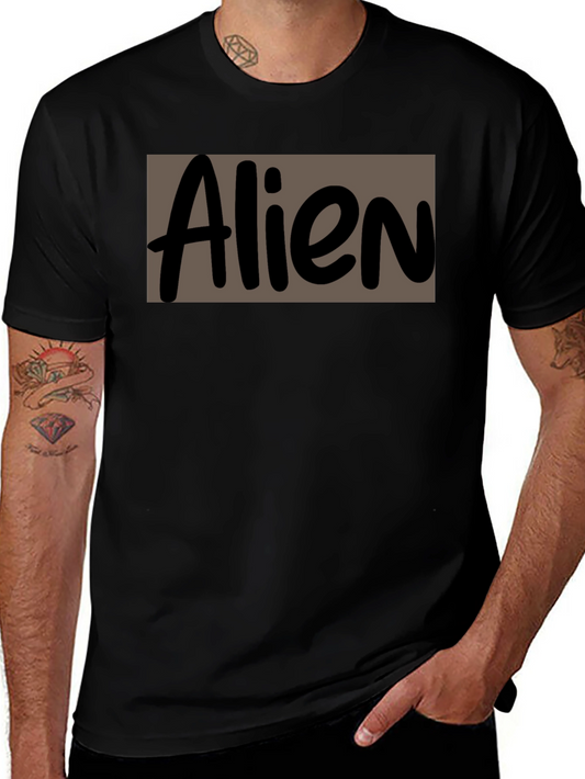 Alien Graphic Print Black Crew Neck T-Shirt