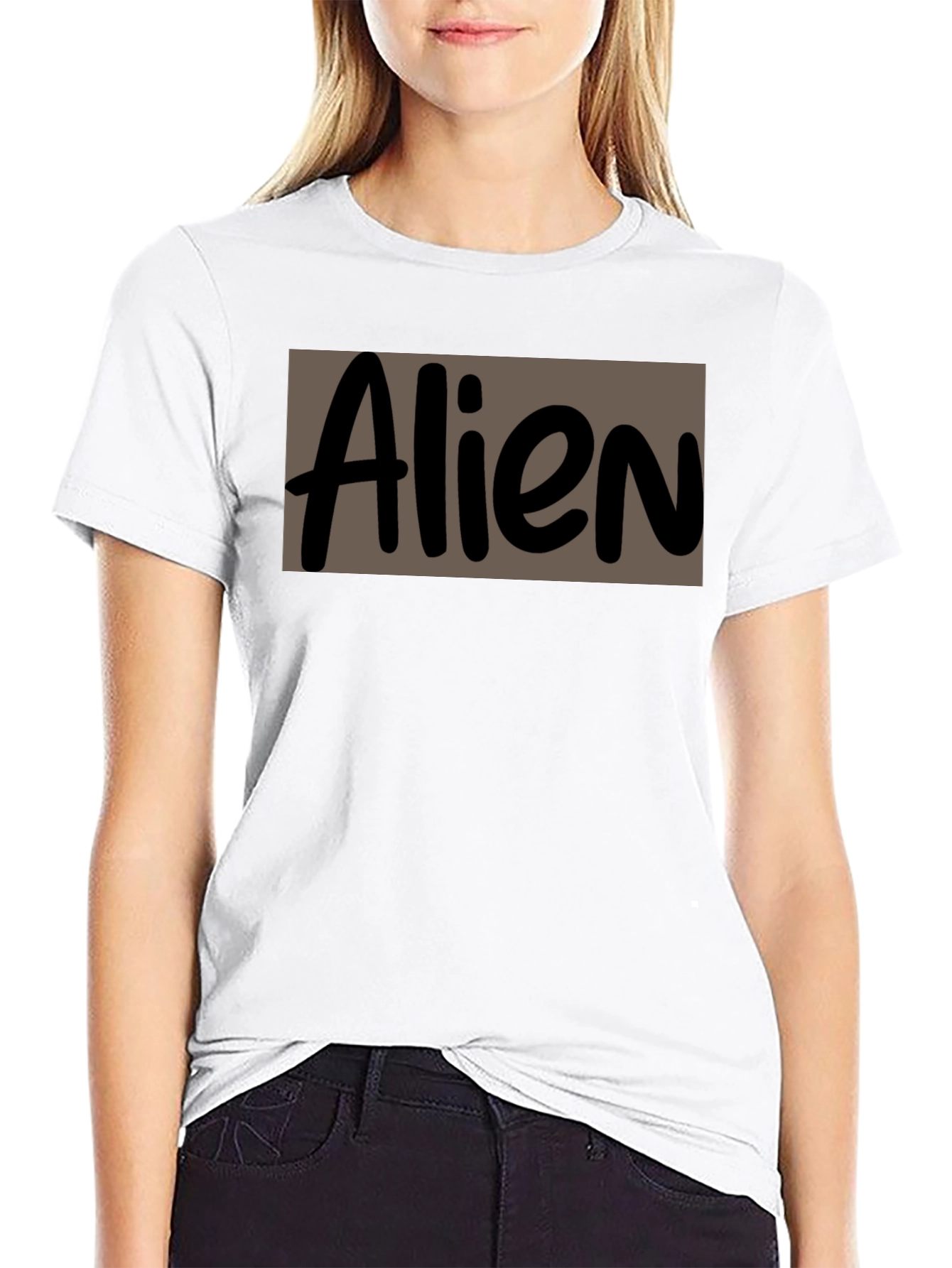 Alien Graphic Print Black Crew Neck T-Shirt