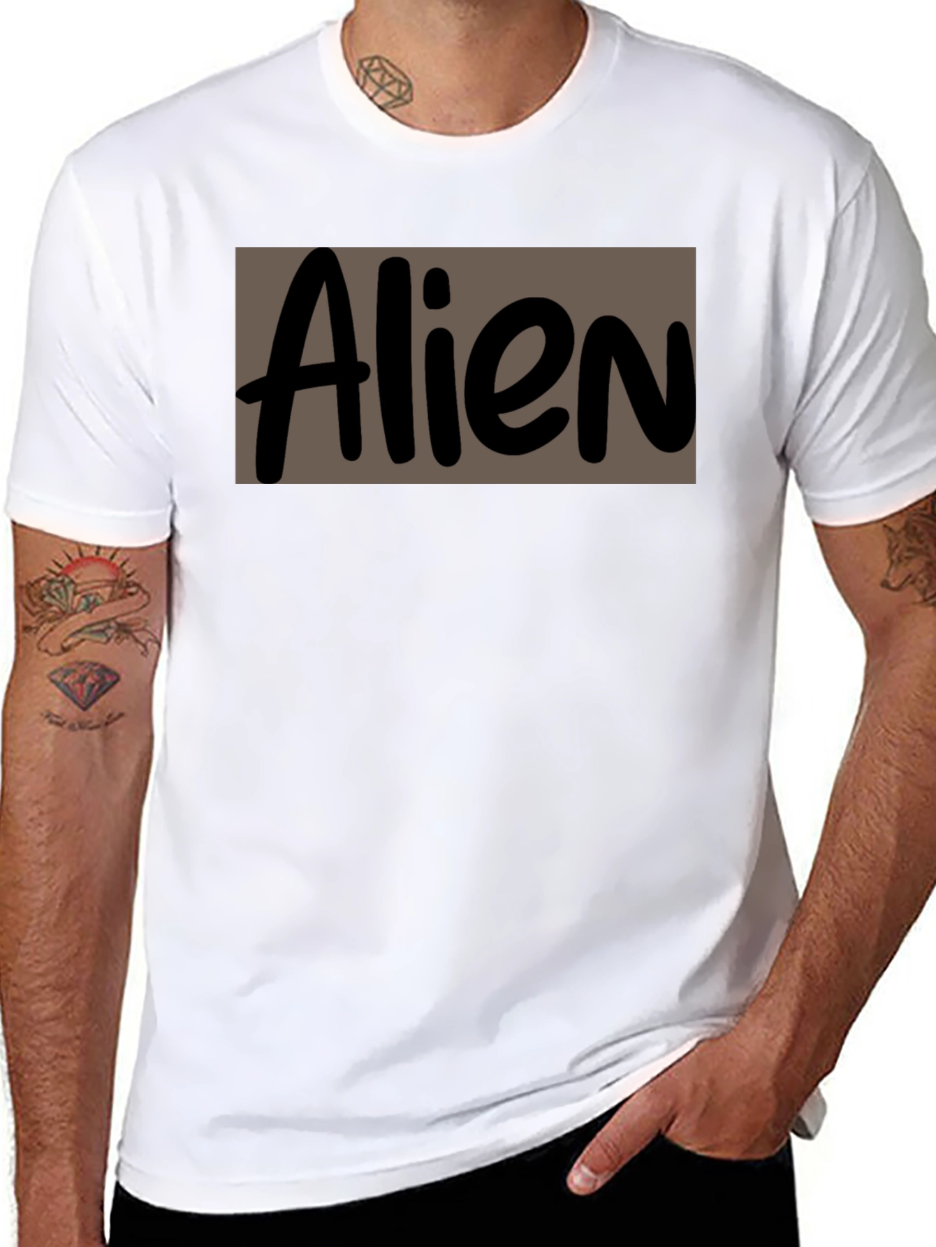 Alien Graphic Print Black Crew Neck T-Shirt