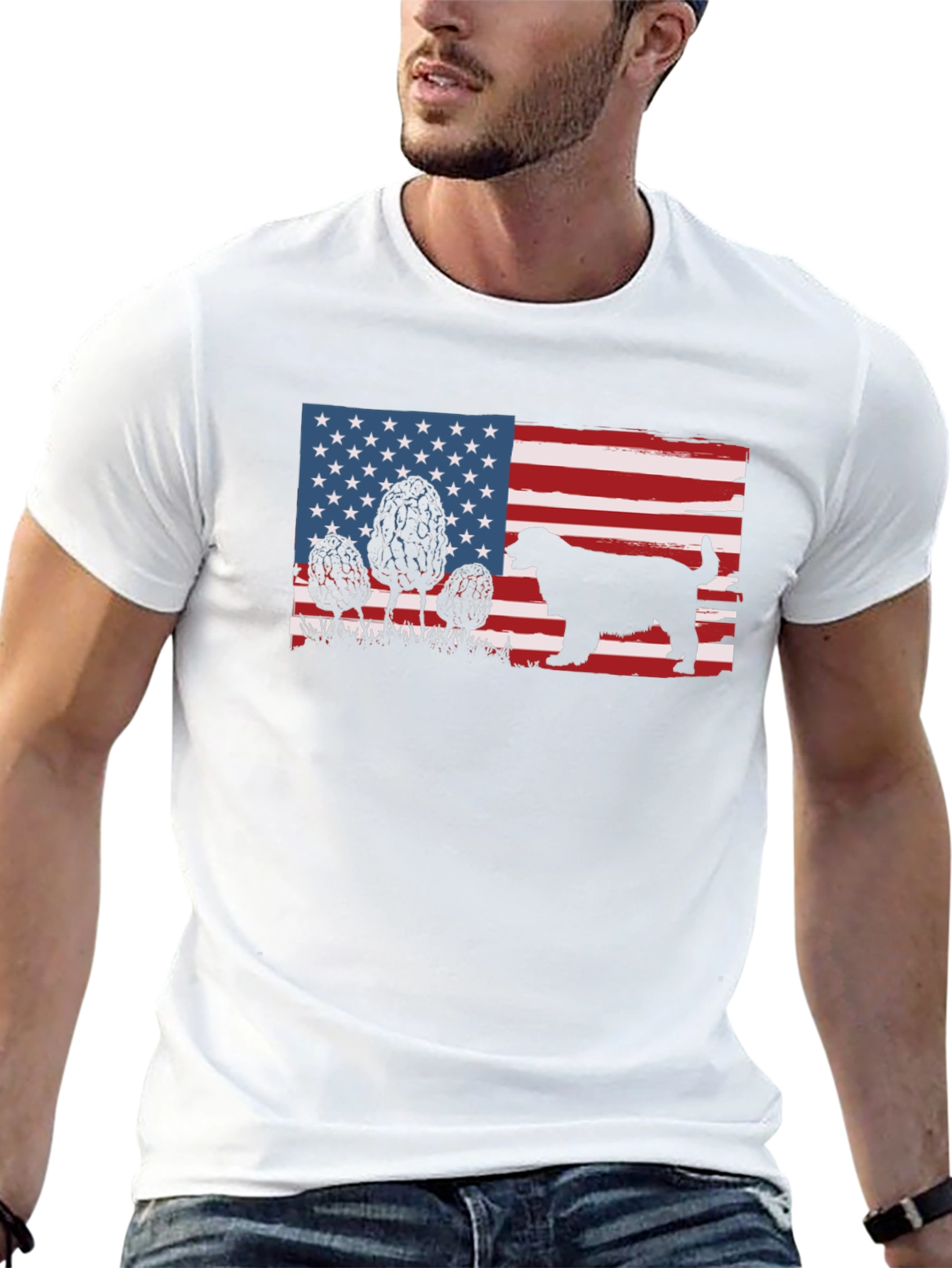 American Flag Dog & Morel Mushroom Graphic Tee