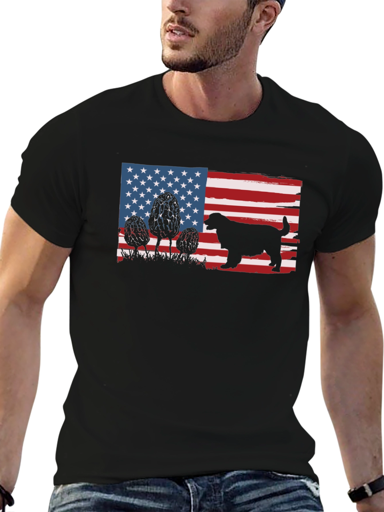 American Flag Dog & Morel Mushroom Graphic Tee