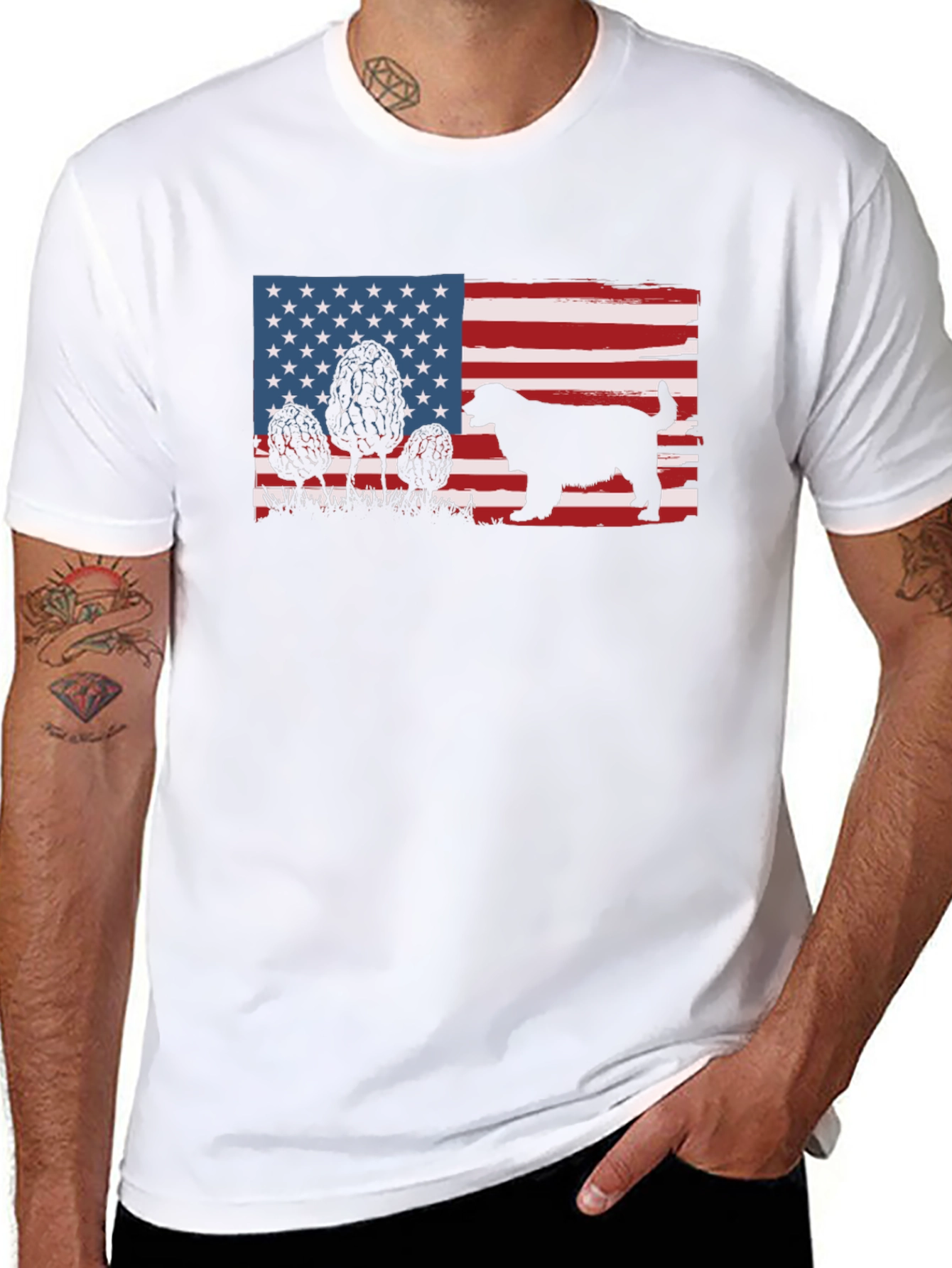 American Flag Dog & Morel Mushroom Graphic Tee