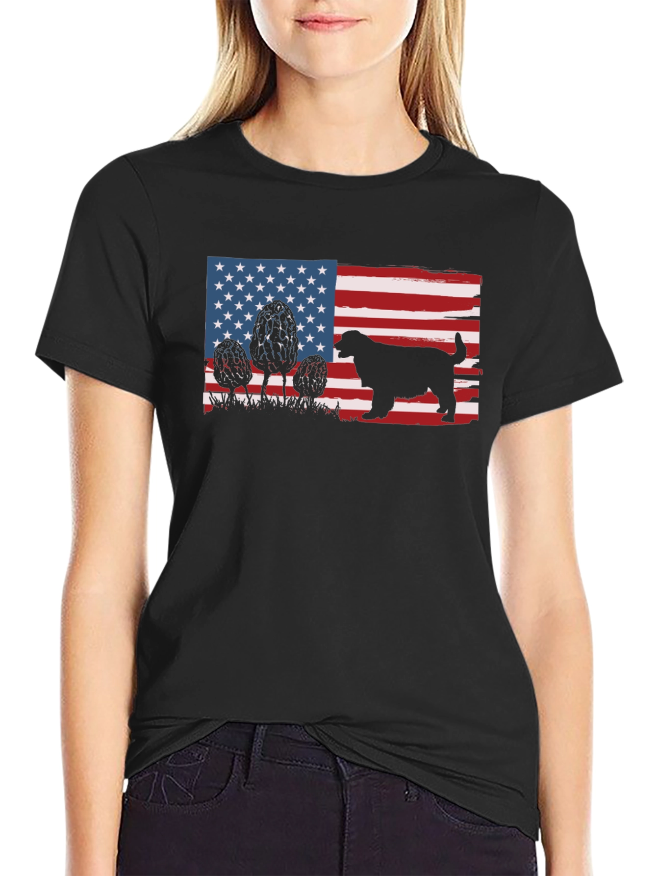 American Flag Dog & Morel Mushroom Graphic Tee