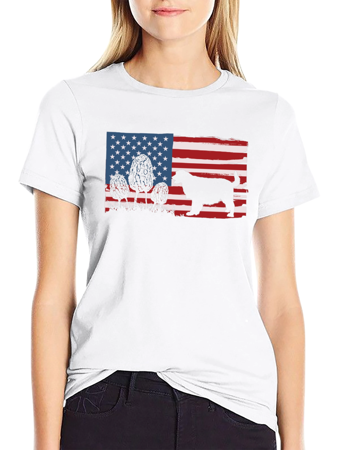 American Flag Dog & Morel Mushroom Graphic Tee