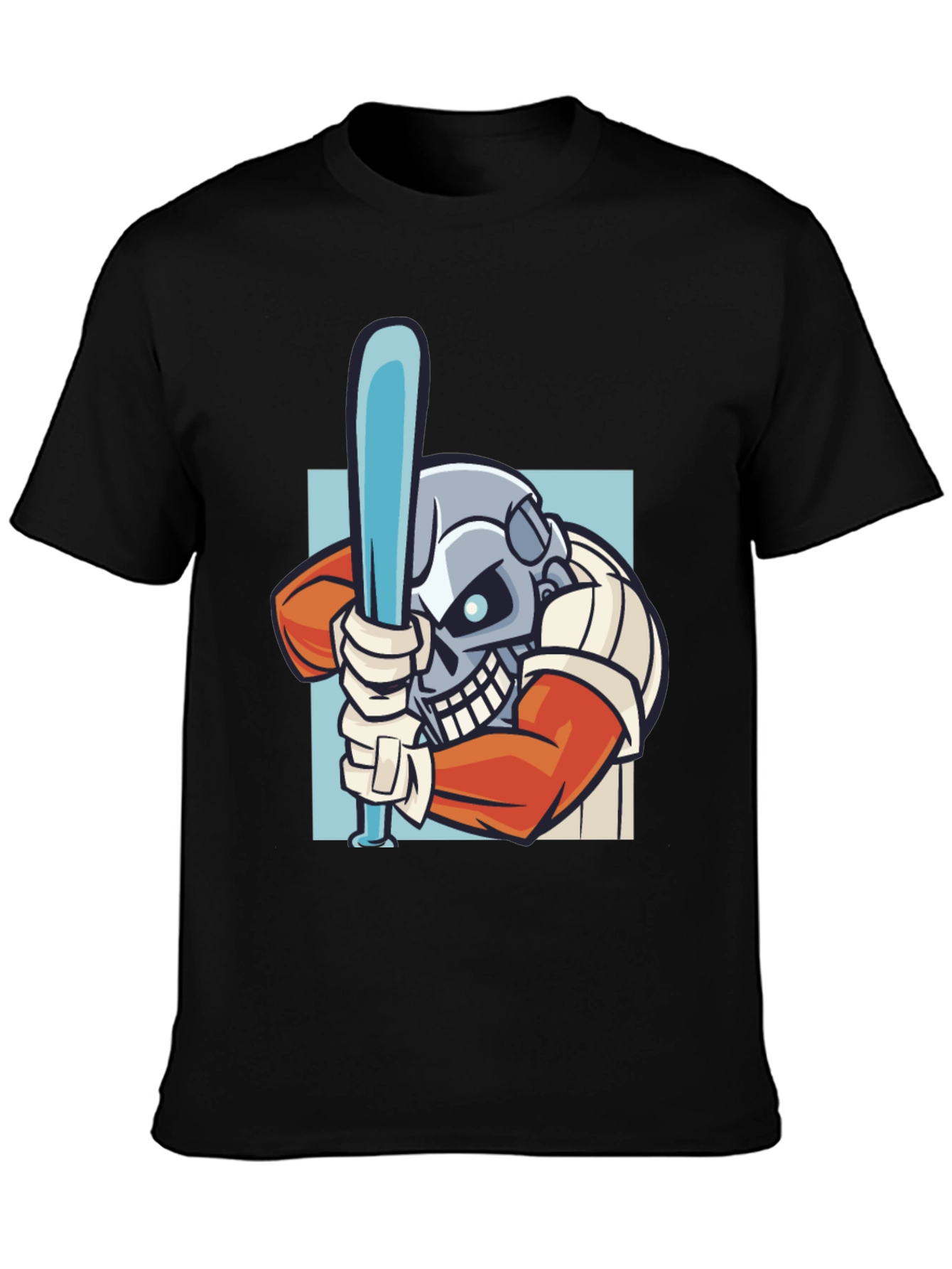 Skull Baseball Player Graphic T-Shirt