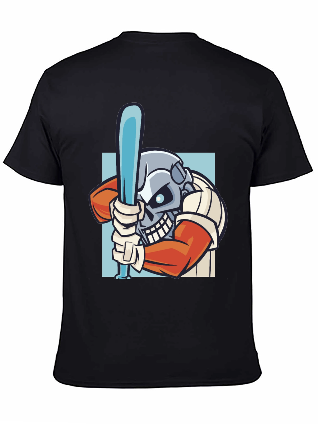 Skull Baseball Player Graphic T-Shirt