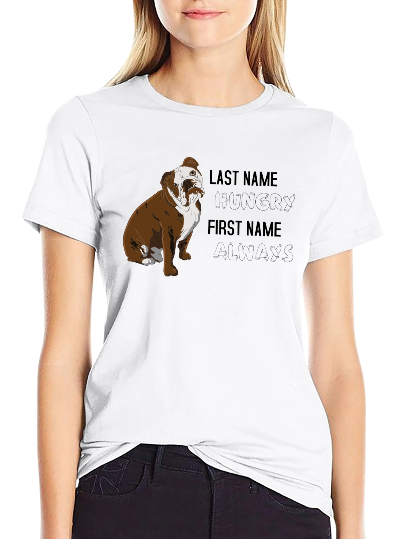 Hungry Always Bulldog Graphic T-Shirt