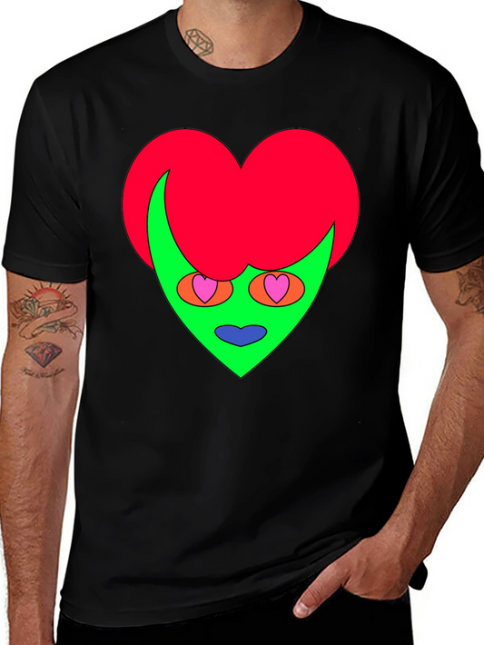 Funky Heart Alien Graphic Tee - Black