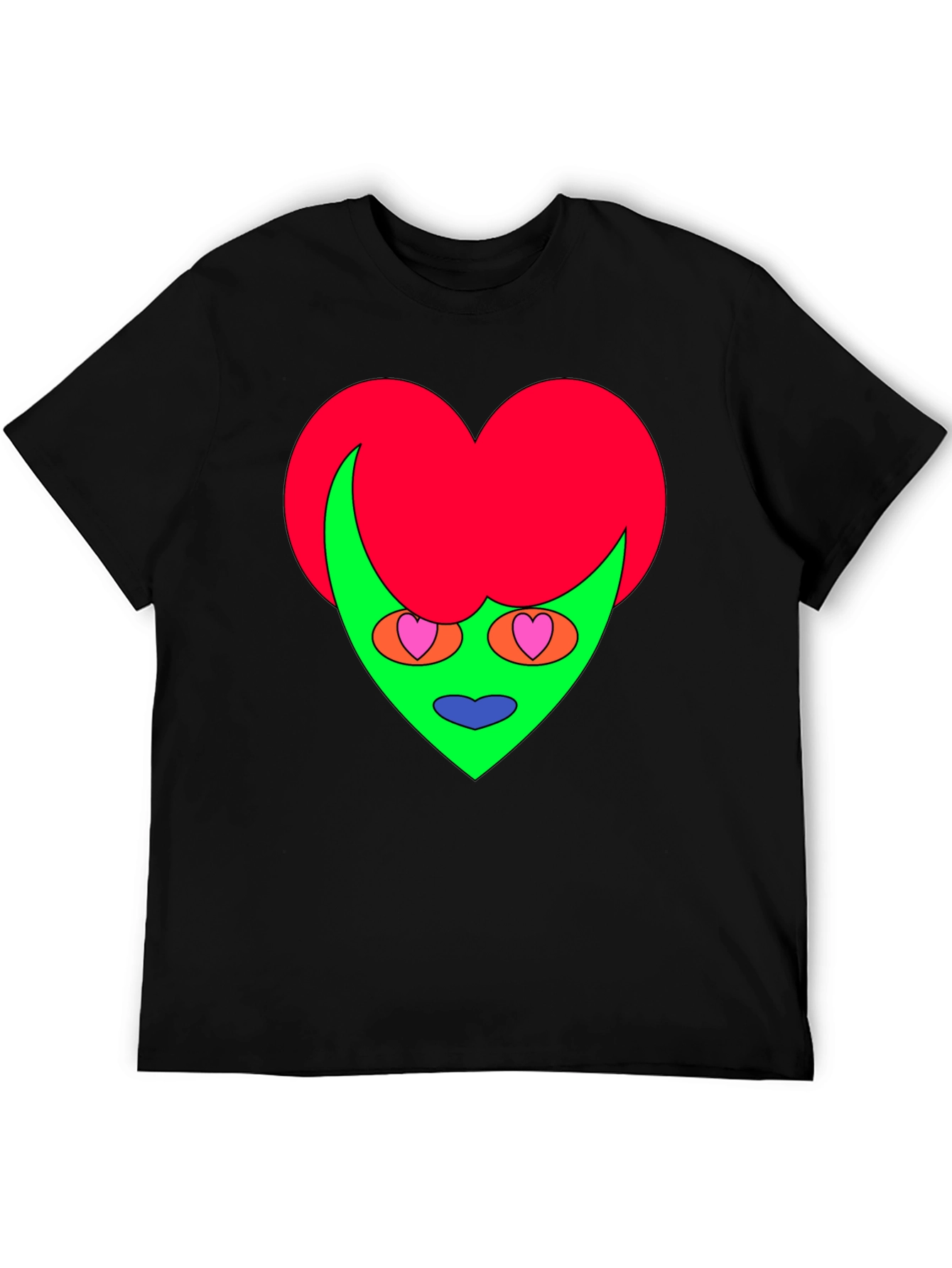Funky Heart Alien Graphic Tee - Black