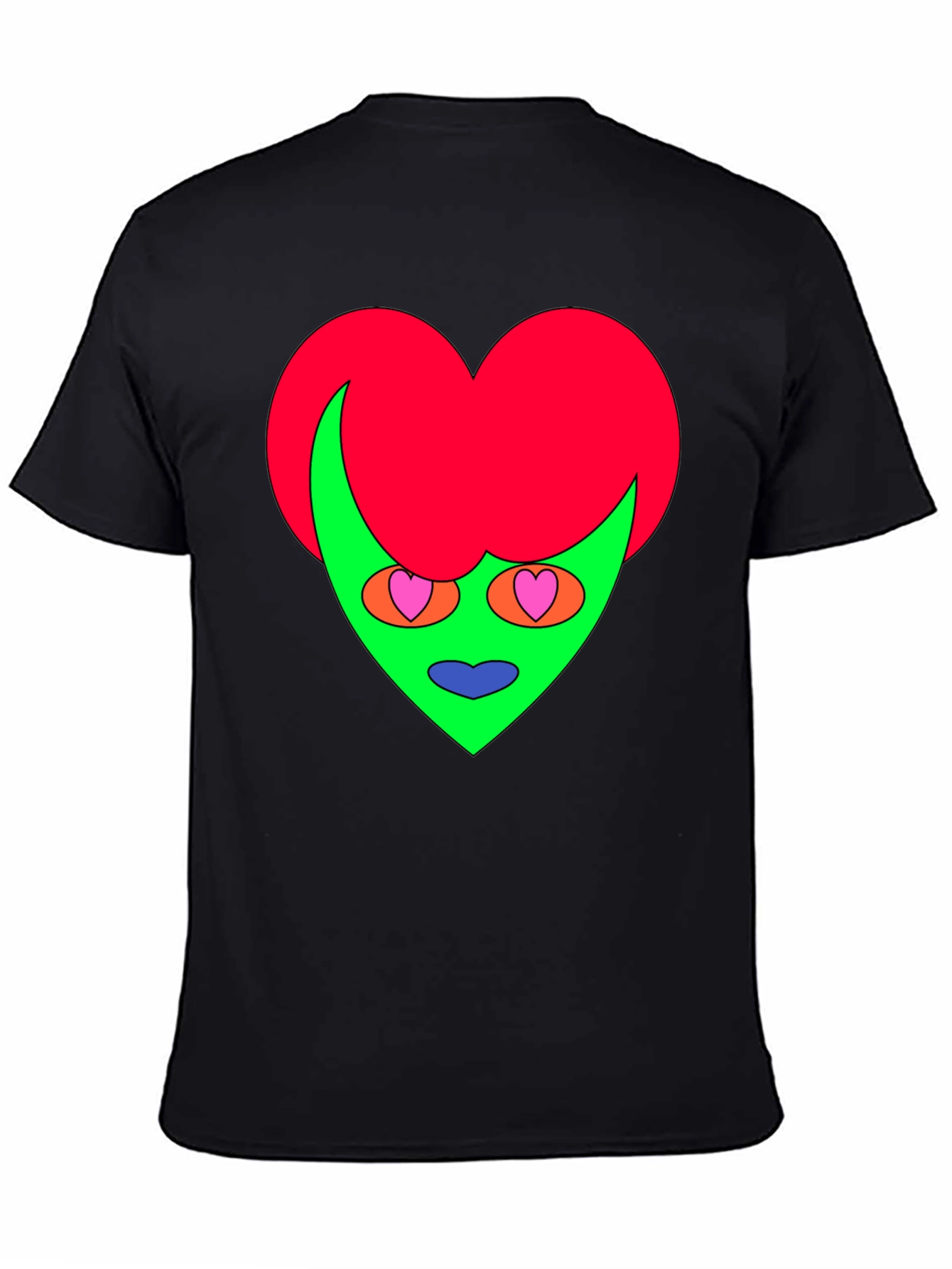 Funky Heart Alien Graphic Tee - Black