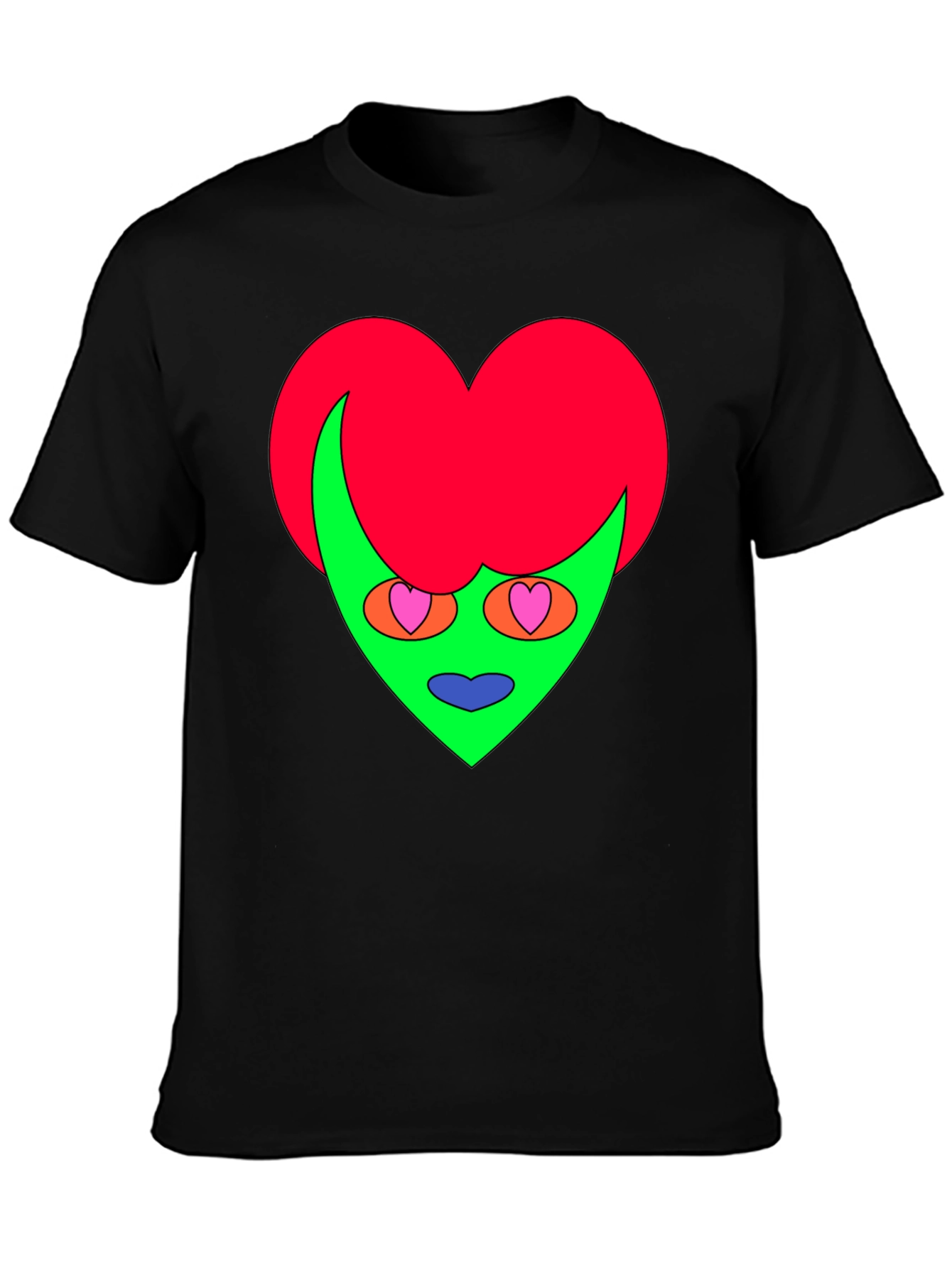 Funky Heart Alien Graphic Tee - Black