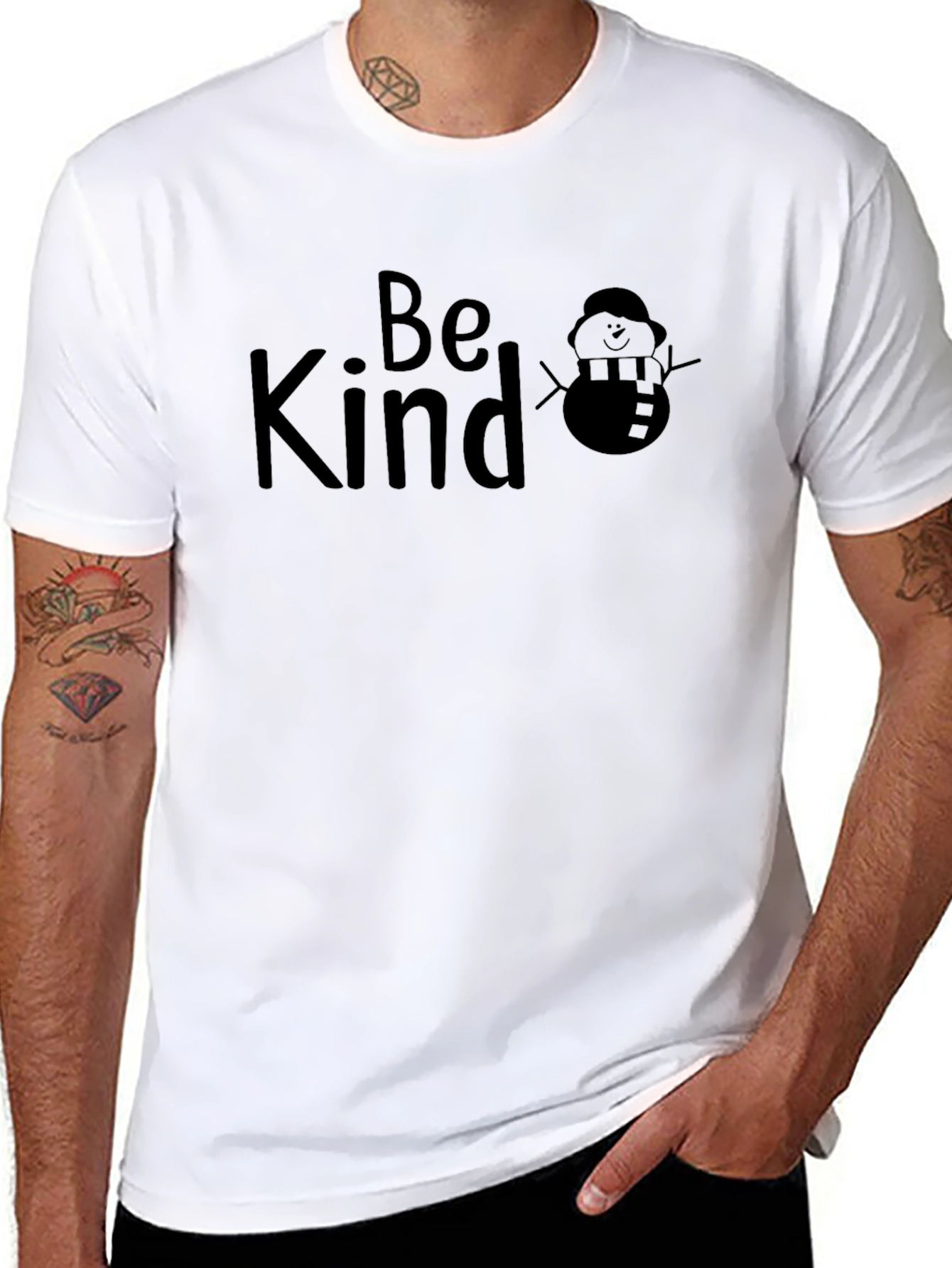 Be Kind Snowman Graphic Tee - Soft Cotton Blend