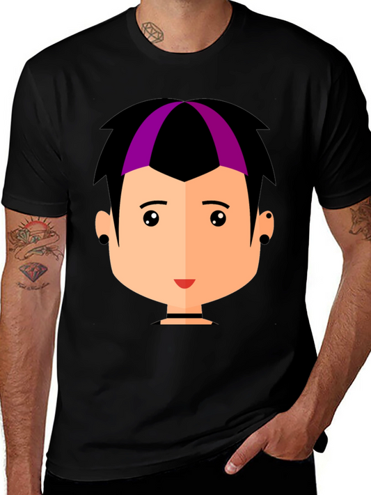 Goth Style Cartoon Face Black T-Shirt