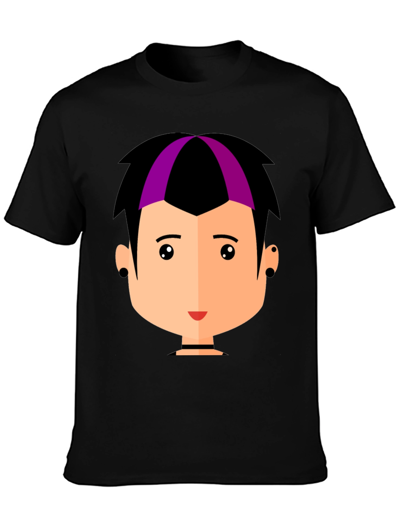 Goth Style Cartoon Face Black T-Shirt