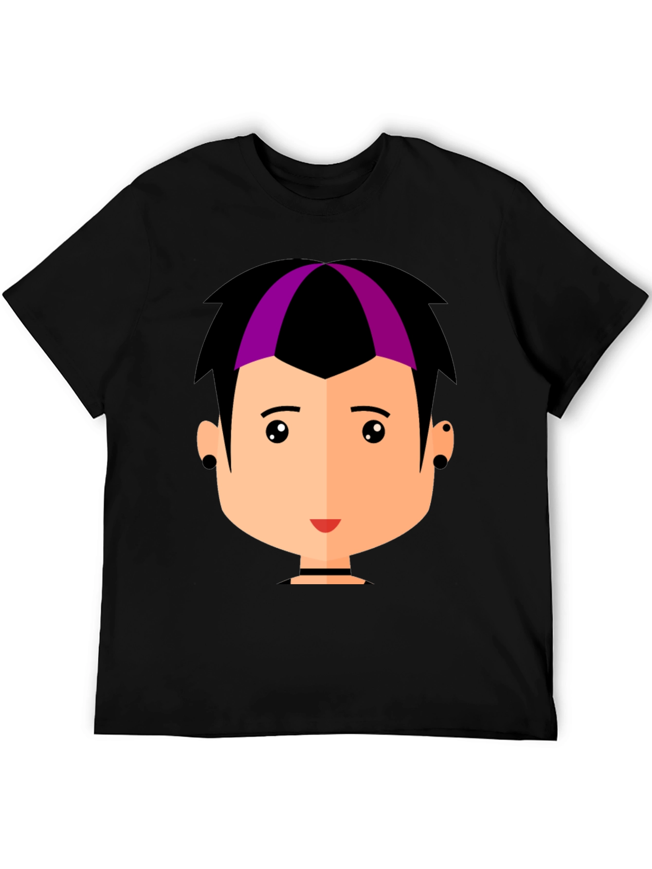 Goth Style Cartoon Face Black T-Shirt