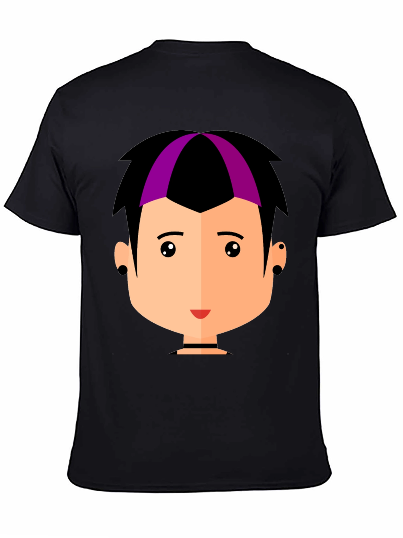 Goth Style Cartoon Face Black T-Shirt