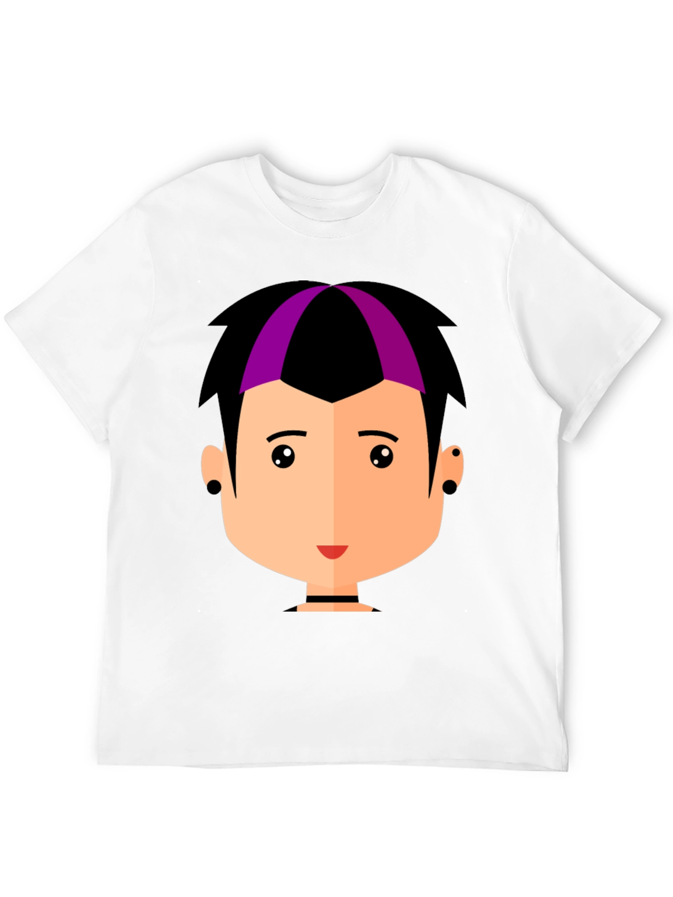 Goth Style Cartoon Face Black T-Shirt