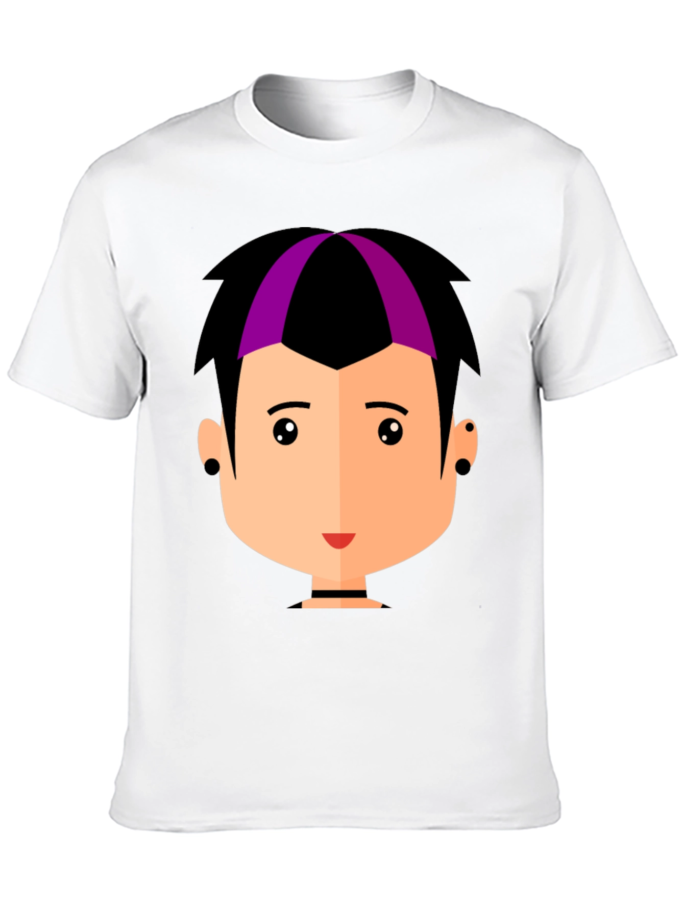 Goth Style Cartoon Face Black T-Shirt