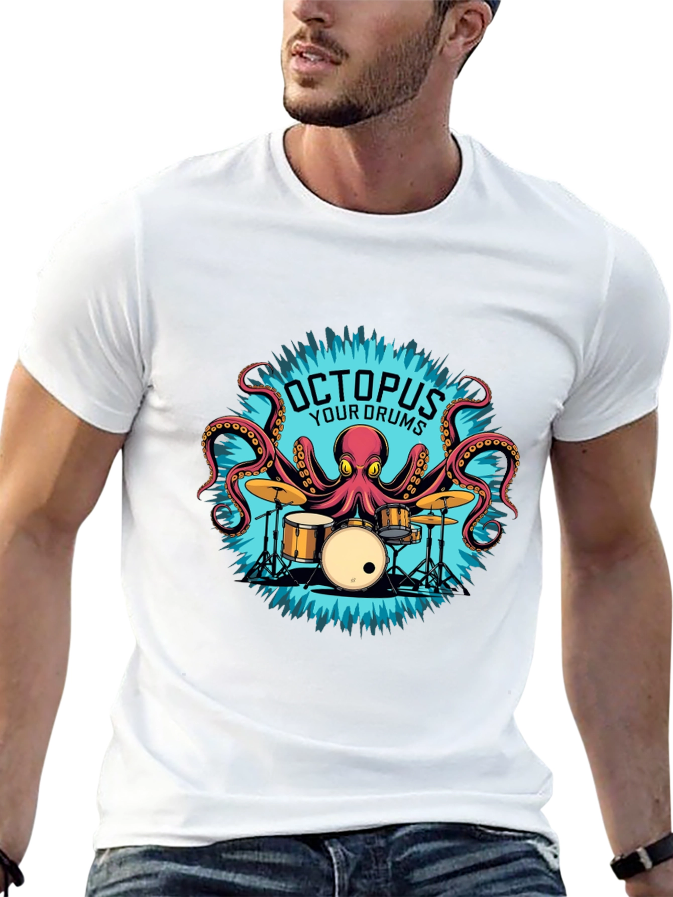 Octopus Your Drums Graphic T-Shirt - Playful Band Tee