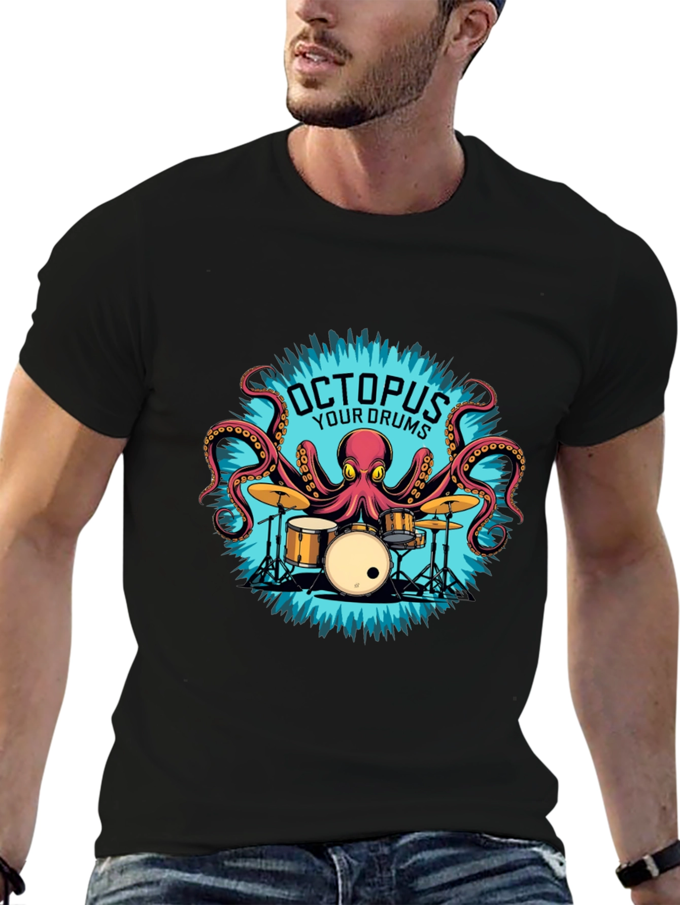 Octopus Your Drums Graphic T-Shirt - Playful Band Tee