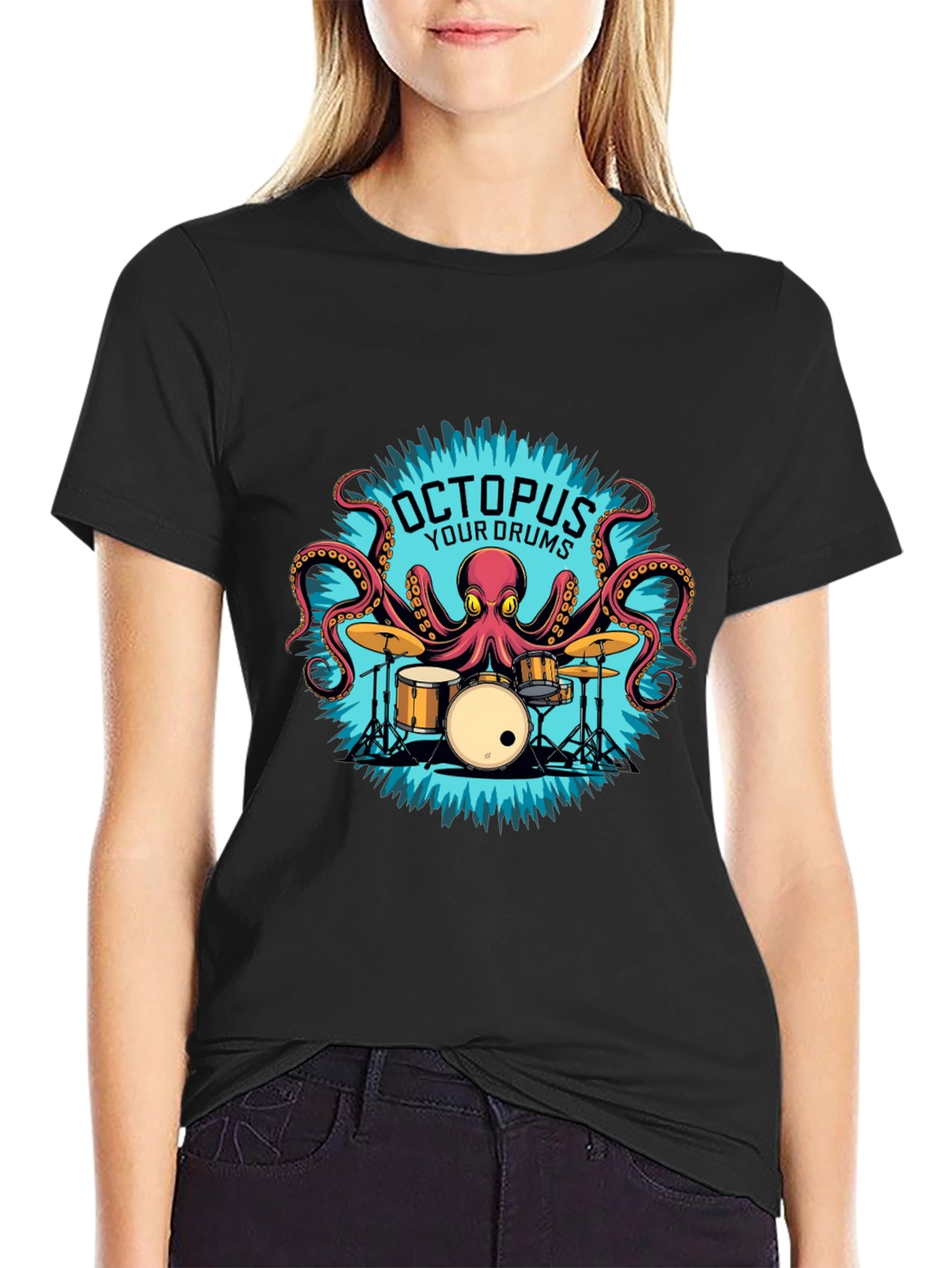 Octopus Your Drums Graphic T-Shirt - Playful Band Tee