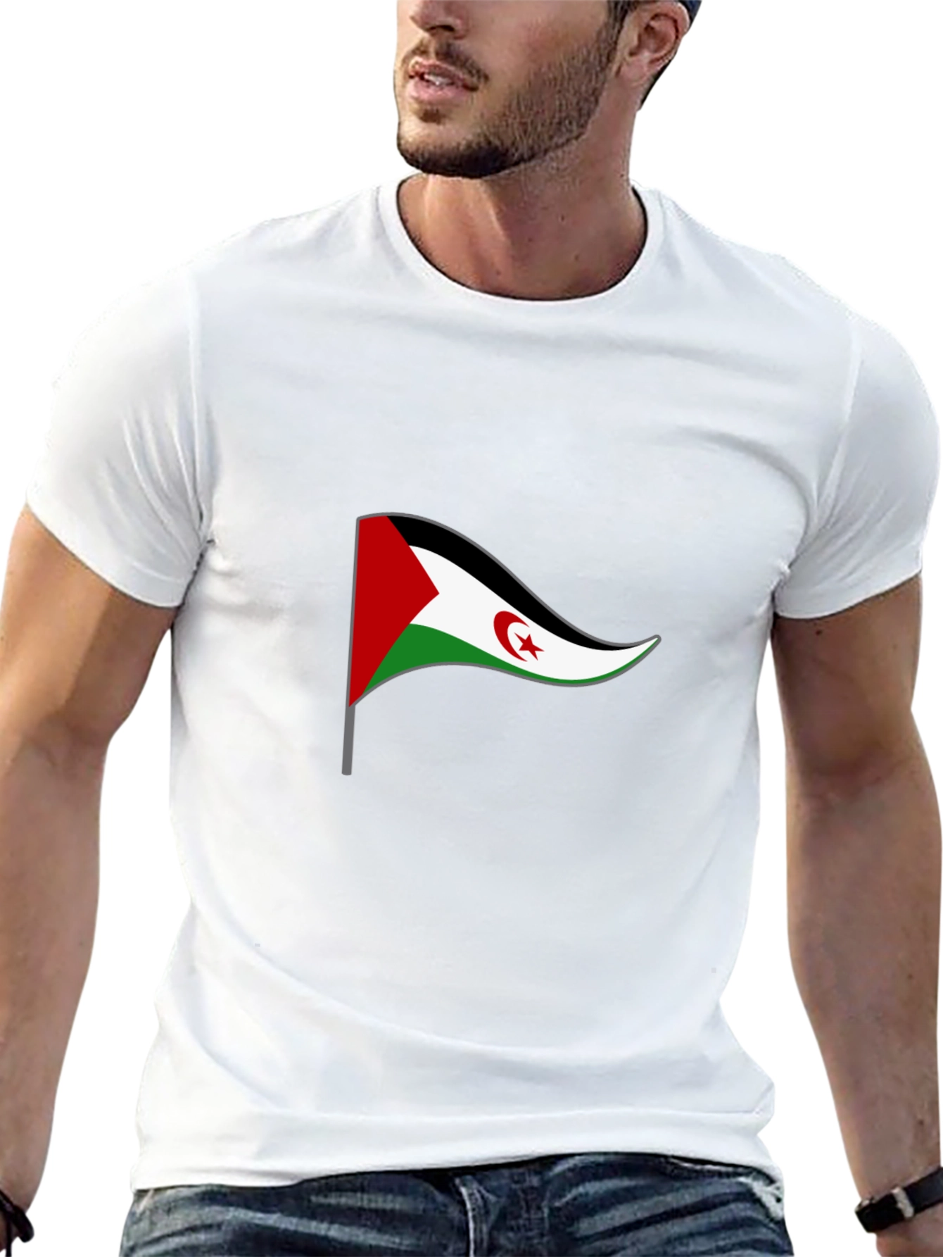 Western Sahara Flag T-Shirt - Black Cotton Tee